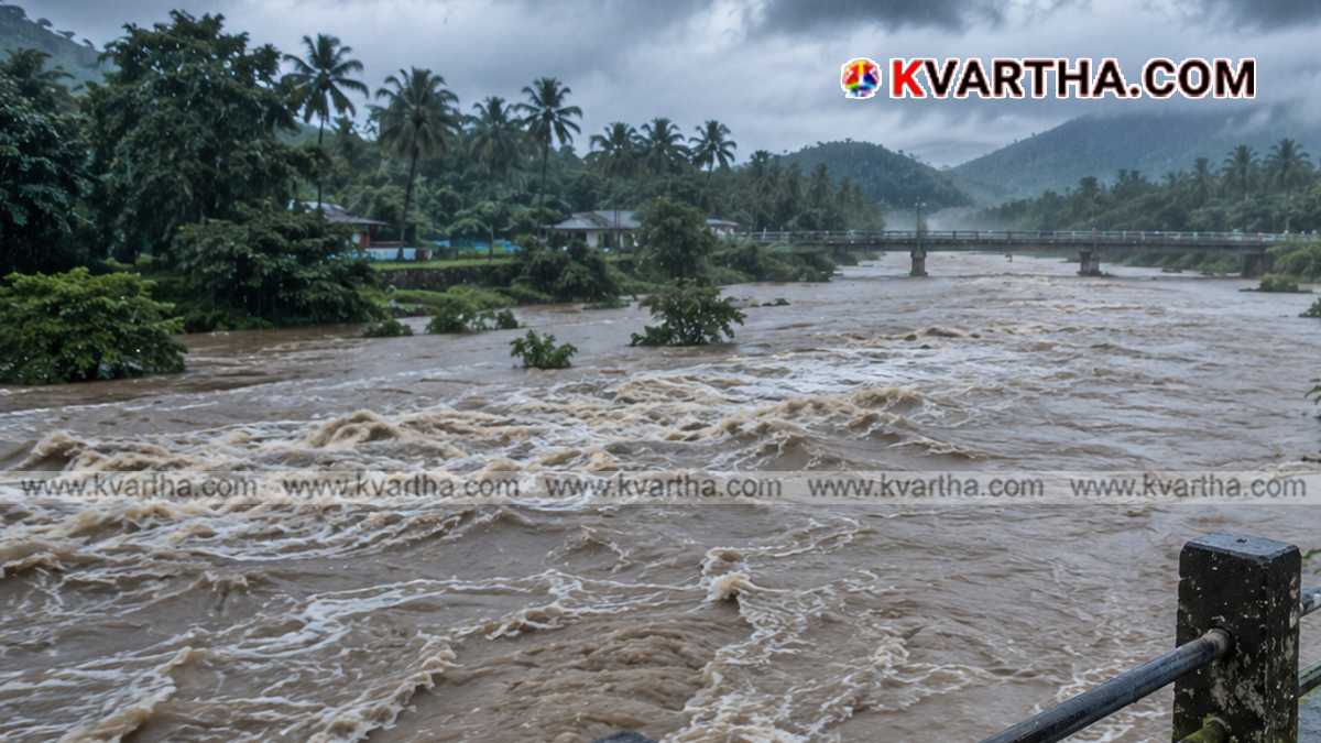 Representational image of rising water levels in Kerala rivers under yellow alert