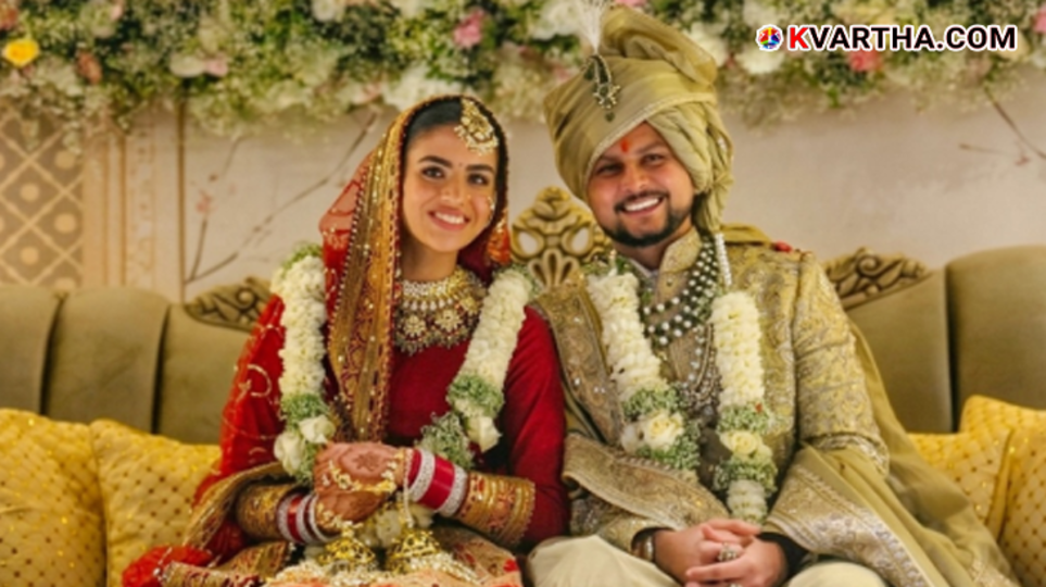  Kuldeep Yadav and Vanshika Chadha posing for wedding photos in Mussoorie