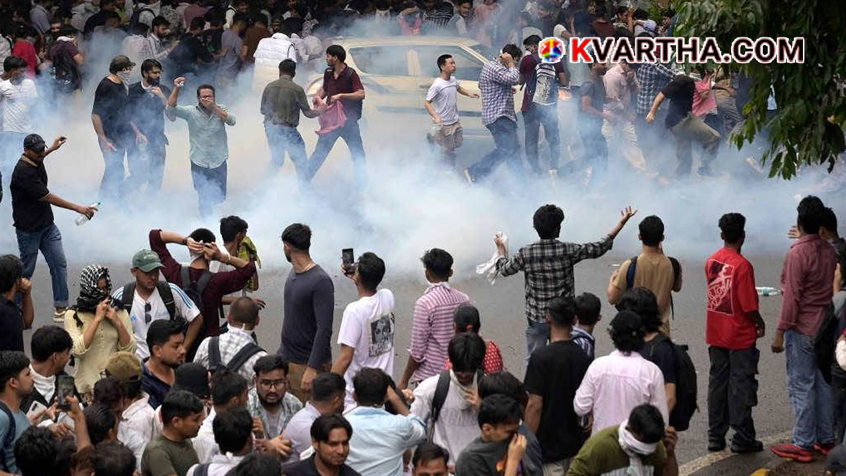 Conceptual image of student protests at Jantar Mantar Delhi