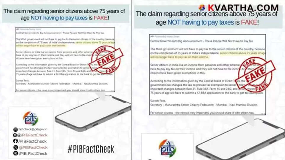 Viral message notice claiming tax exemption for senior citizens