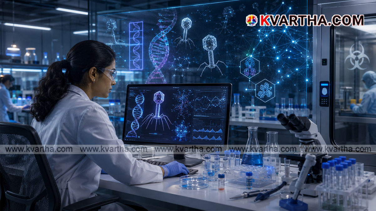 Representational image of artificial intelligence and virus genome research
