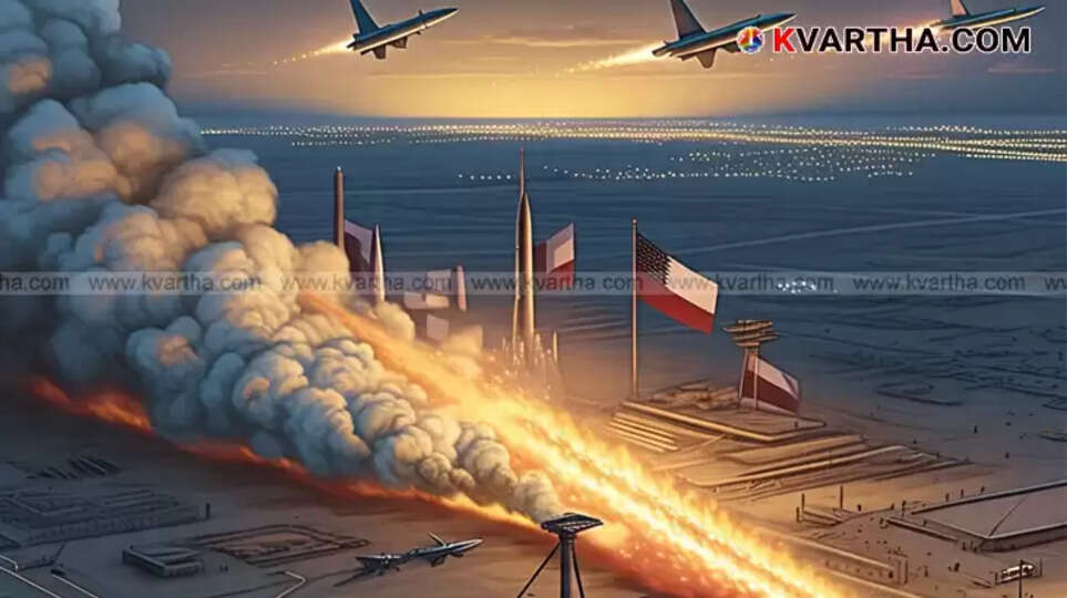 Aerial view of Al Udeid Air Base in Qatar, showing runways and facilities.