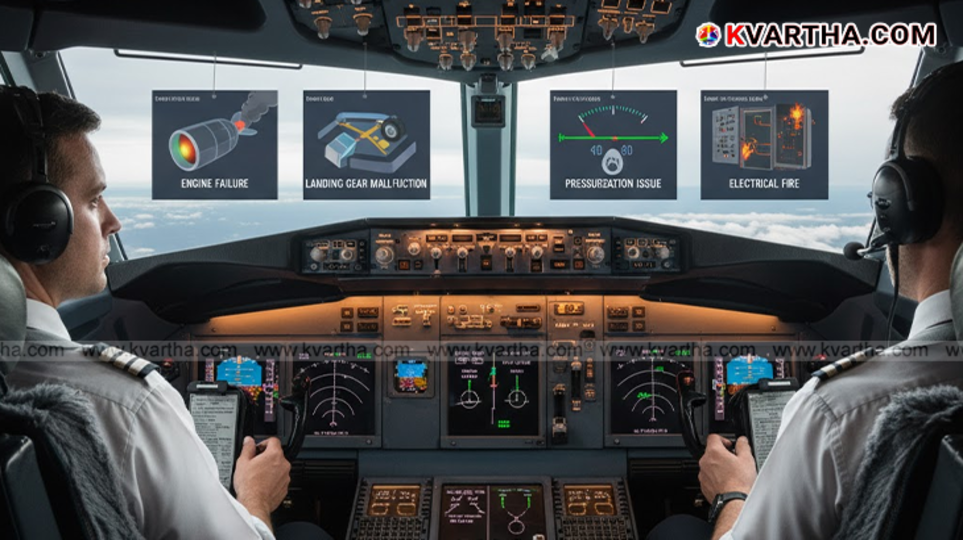 Pilot checking emergency checklist in cockpit