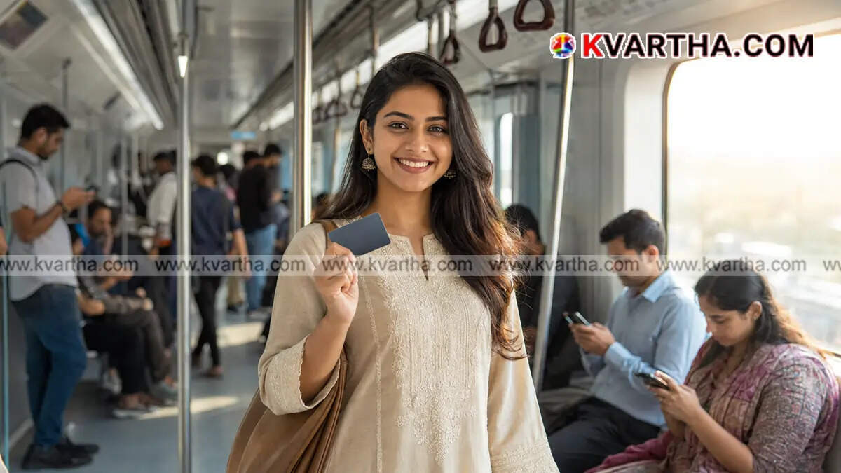 Conceptual image showing a Delhi government employee swiping a common mobility card in a metro station