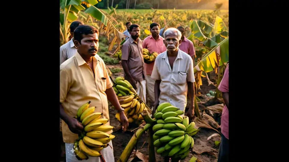 Farmers at the banana plantation, Kerala.