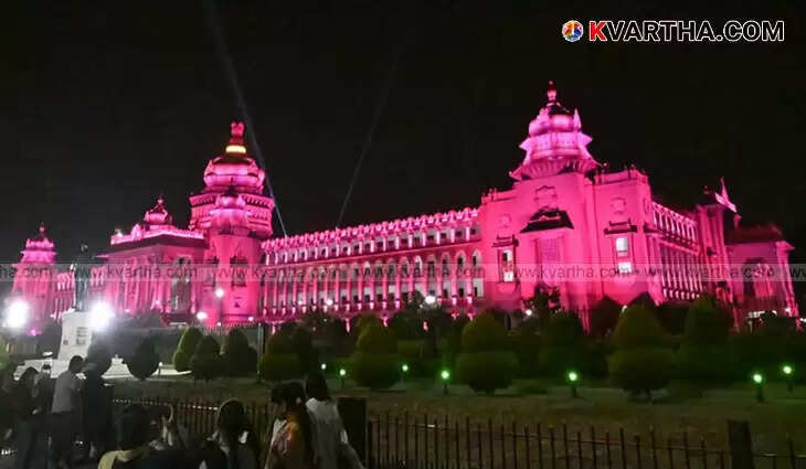 Vidhana Soudha Shines with Colors: Karnataka's Administrative Center Illuminated in Spectacle