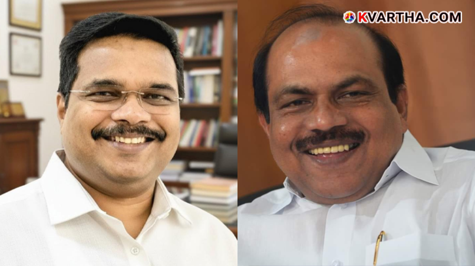 Former Minister V.K. Ebrahim Kunju and his son V.E. Abdul Gafoor at a public function.