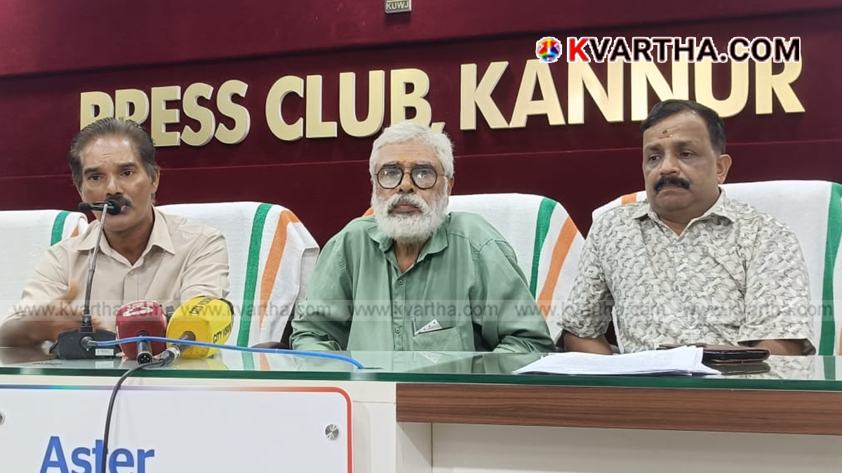  image of a press meet in Kannur press club by temple employees