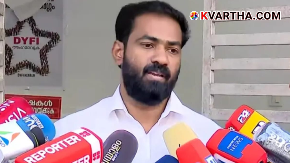 DYFI State Secretary V.K. Sanoj addressing the media