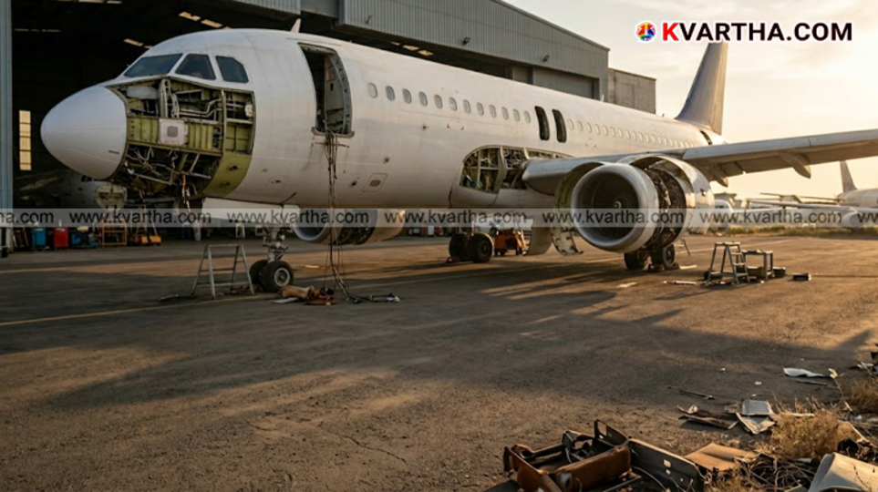 An aircraft undergoing maintenance representing technical faults in the Indian aviation fleet in 2026.