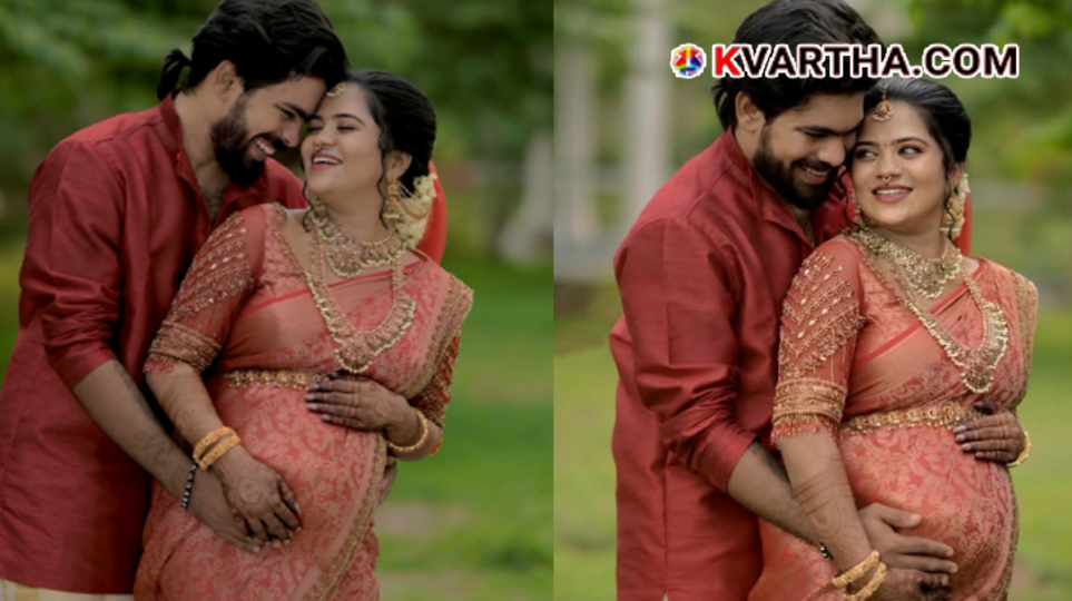 Actor Abhilash and wife Sreekutty during their pregnancy photoshoot.