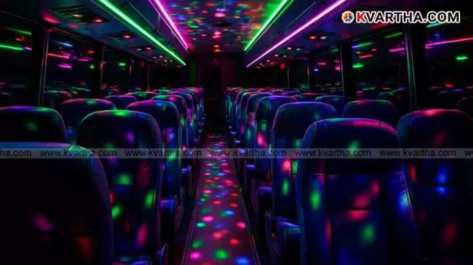 Tourist bus with illegal bright LED and DJ lights.