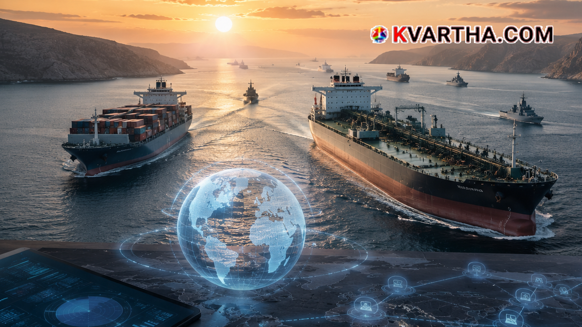 Cargo ships passing through the Strait of Hormuz