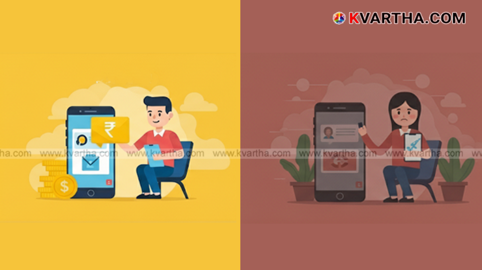 A person checking EMI options on a mobile phone.