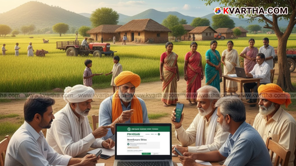 Farmer checking bank balance after PM-Kisan payment