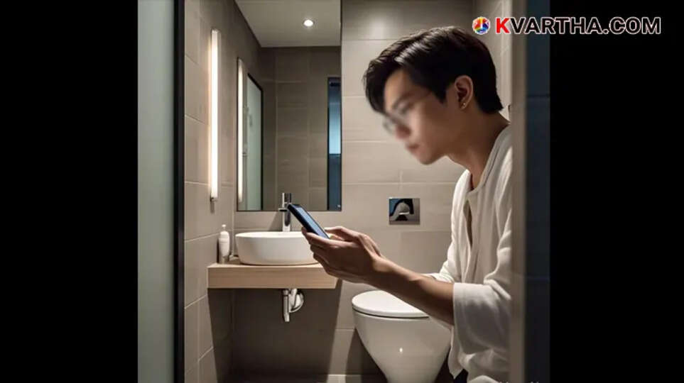 Health risks of using a phone in the toilet including bacteria and back pain.