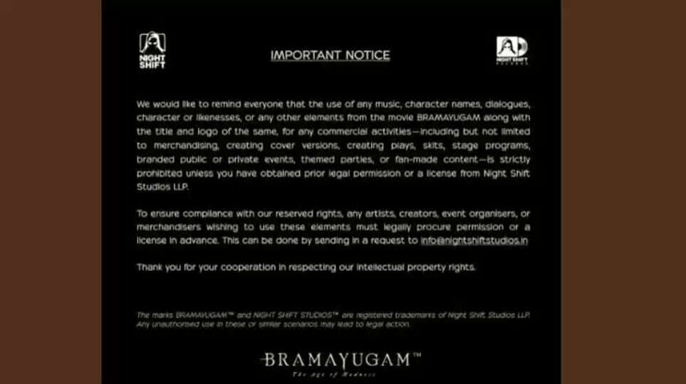 Bramayugam Makers Assert Copyright Over Film's Content, Bramayugam, Malayalam movie, copyright.
