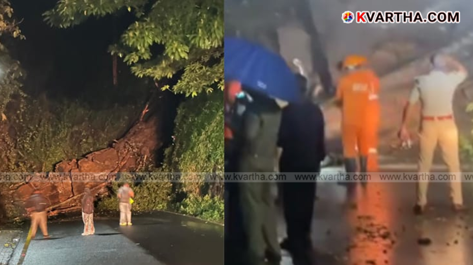 Rocks and mud on the road after a landslide on Wayanad Churam.