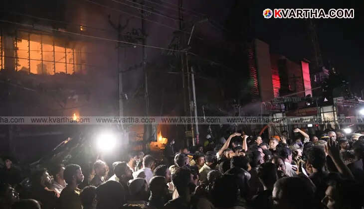 Fire force units fighting fire in Taliparamba