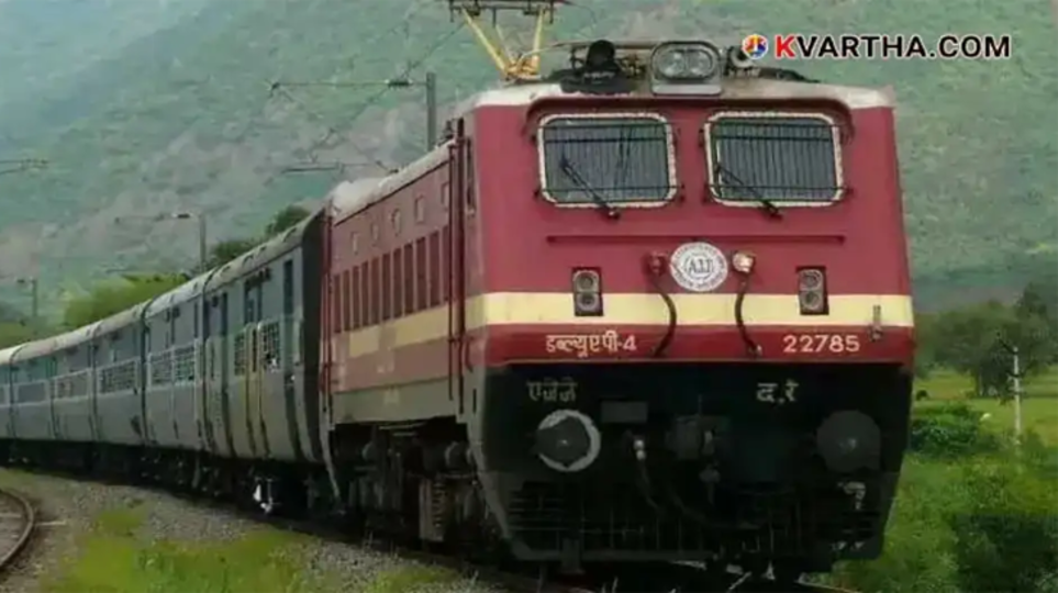 A special festival train arriving at a railway station platform in Kerala during the 2026 holiday season.