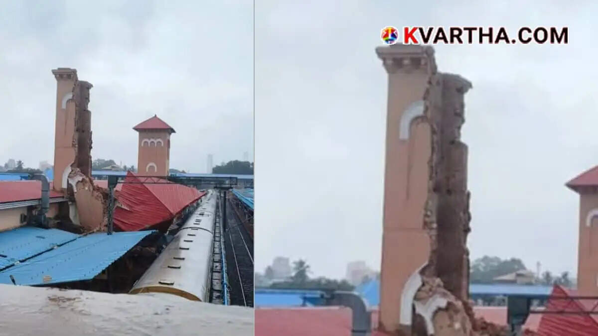 Heavy rain causes collapse of old clock tower at Kozhikode Railway Station; major accident averted
