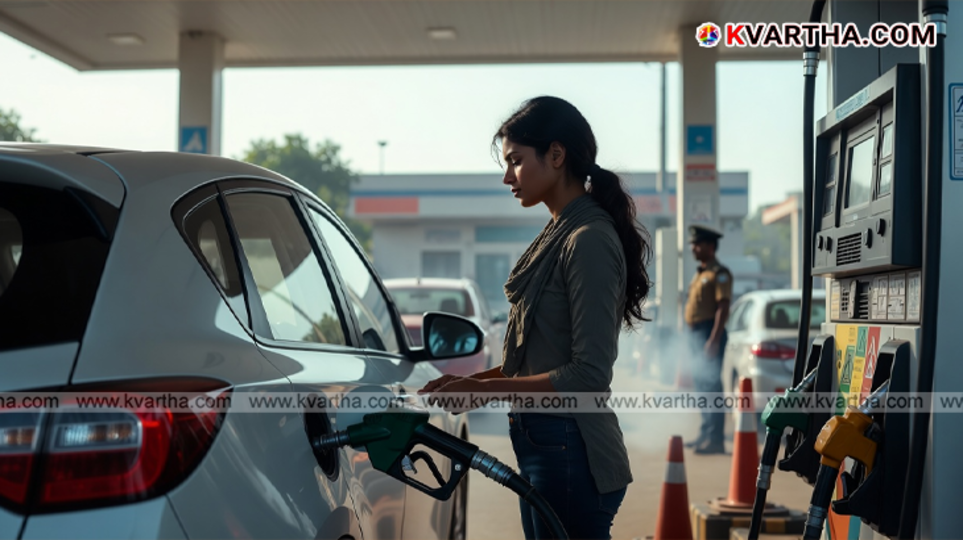 Close up of a fuel nozzle refuelling a car.