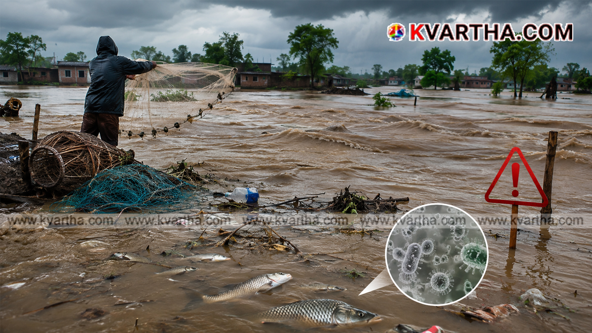 Representational image reflecting flood conditions and health warnings in Bihar