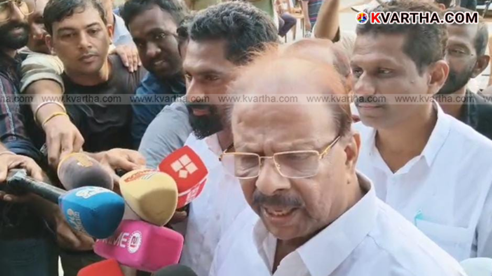 K Sudhakaran speaking to the media
