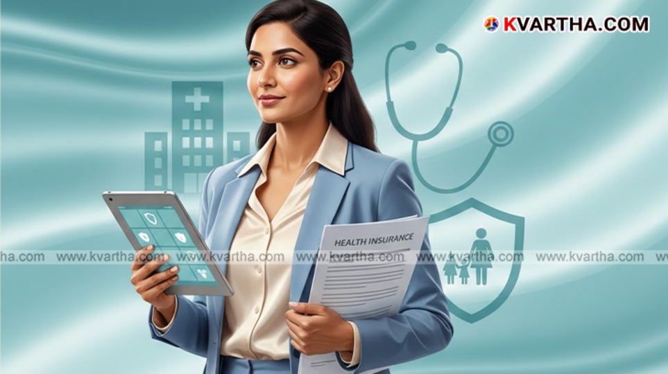 Person reviewing health insurance policy document.