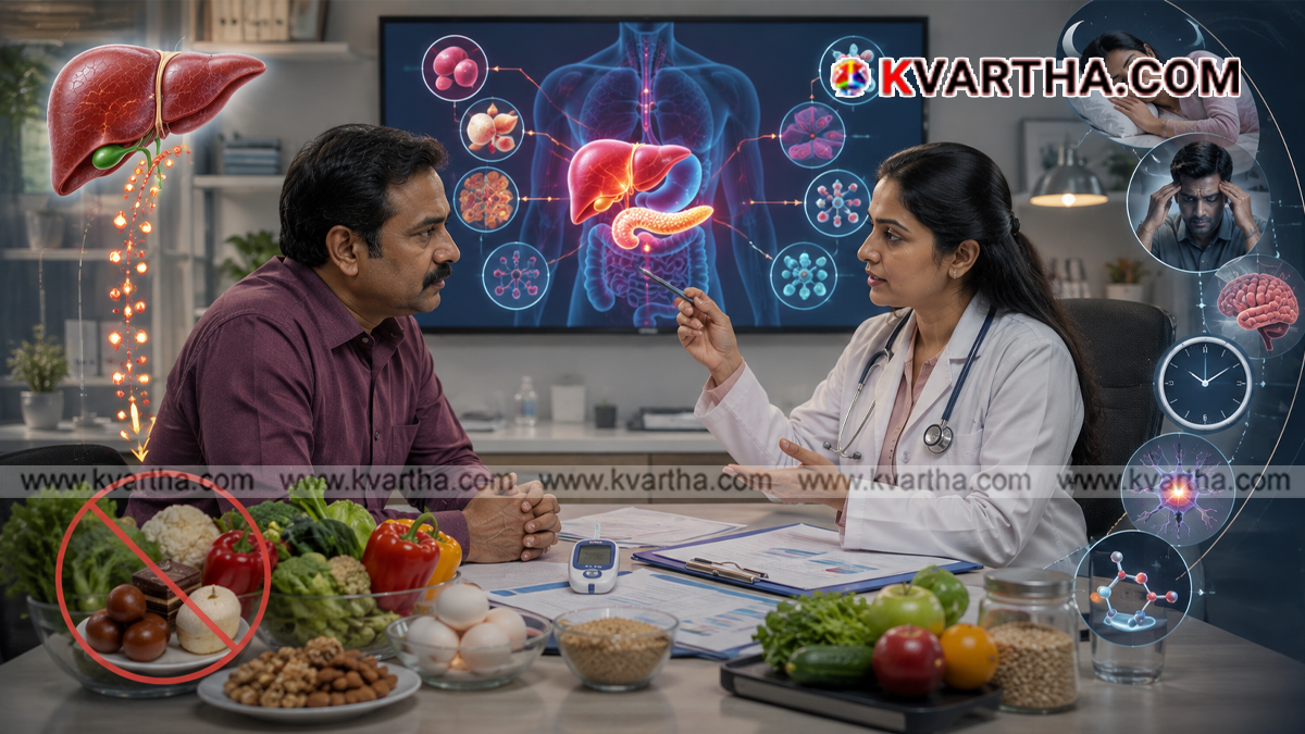Representational image of a person checking blood sugar levels and managing diabetes