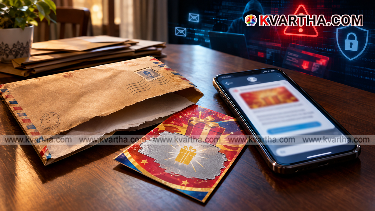 Representational image reflecting postal scratch card scam and cyber crime warning in Kerala