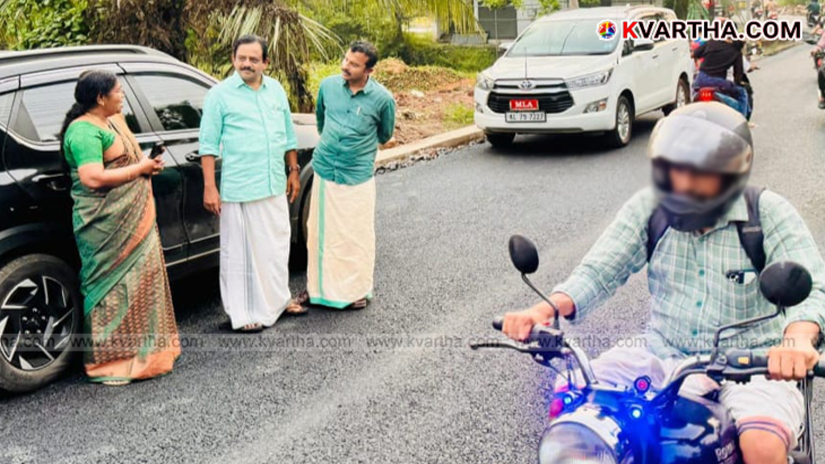 Newly completed Macadam tarring on Payyanur Bypass road.