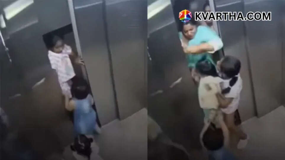  Young girl saving toddlers trapped in an elevator CCTV footage