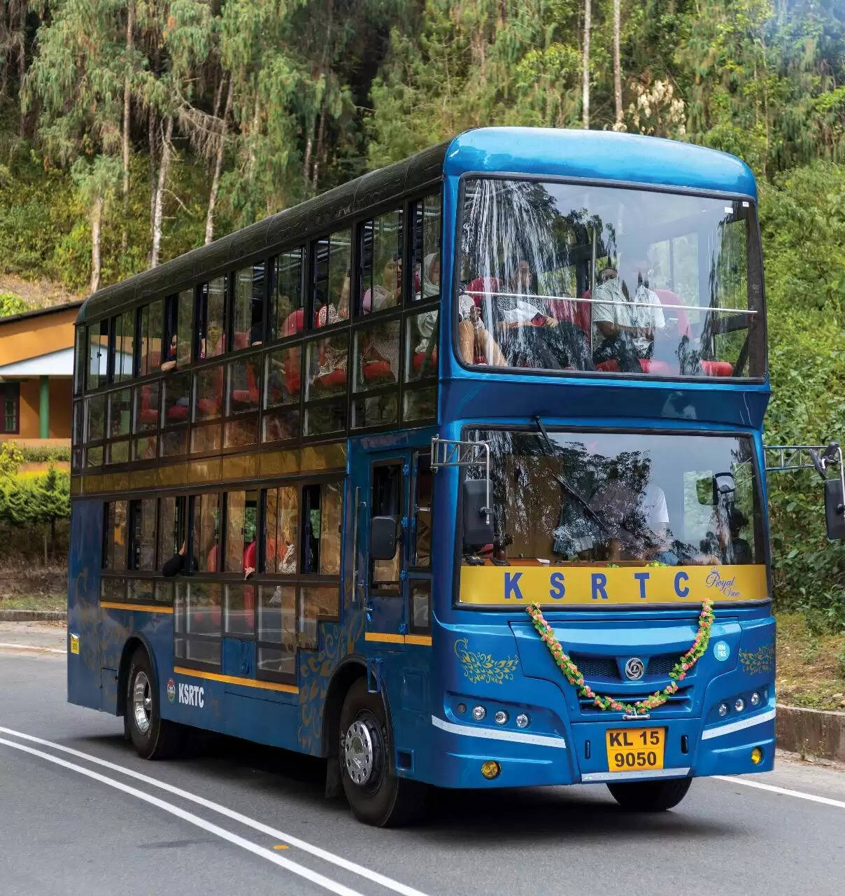 KSRTC Royal View Glass Top Double Decker bus in Munnar.