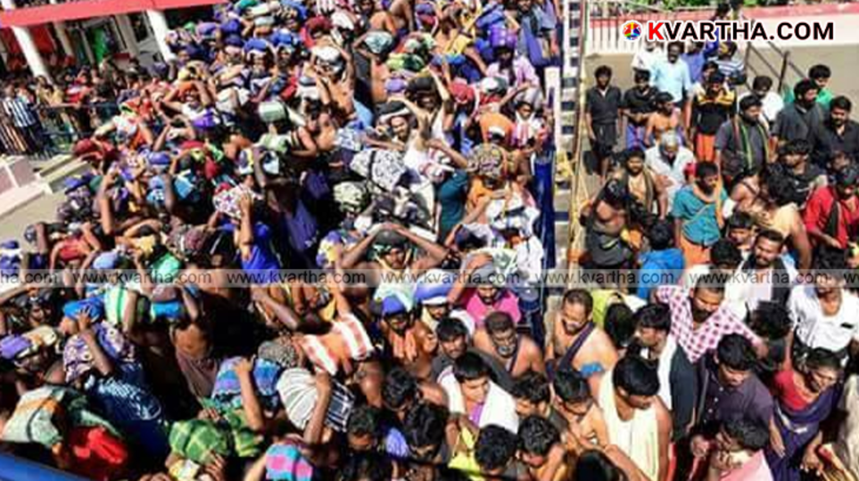 Large crowd of Sabarimala pilgrims at Erumely.
