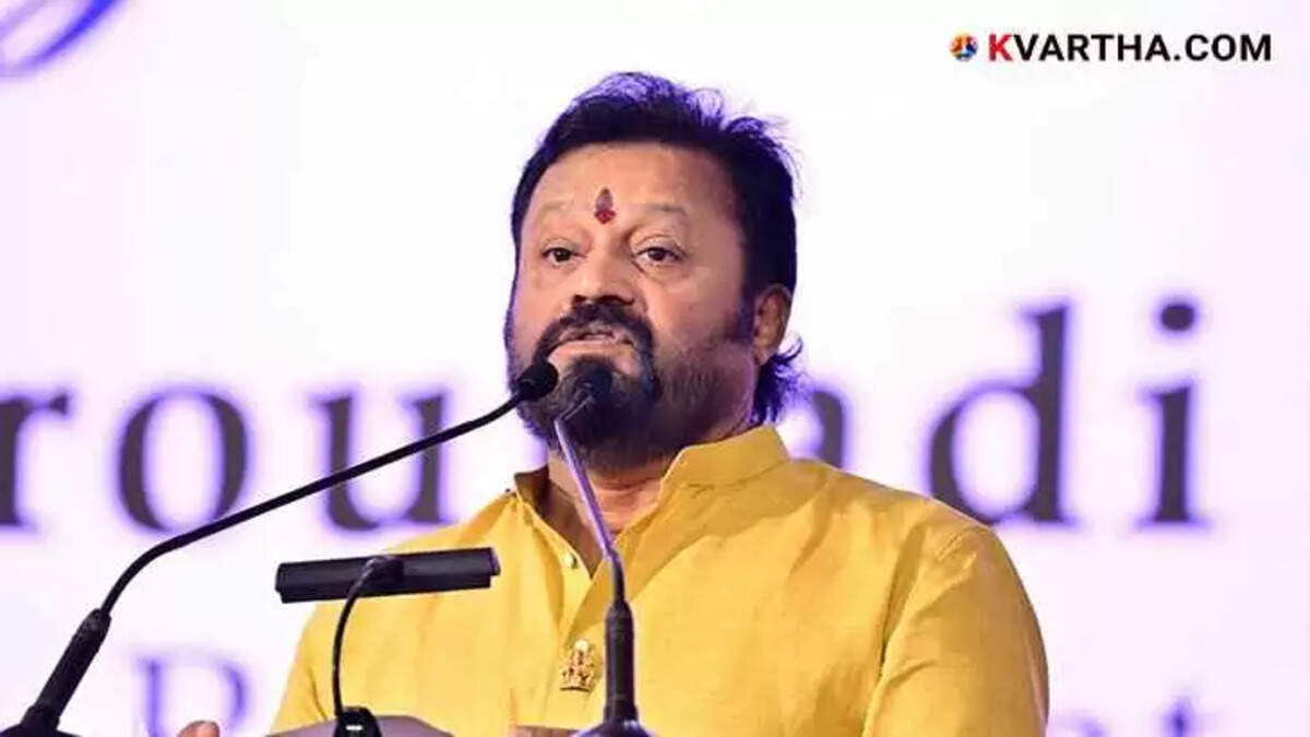 Suresh Gopi speaking in public.