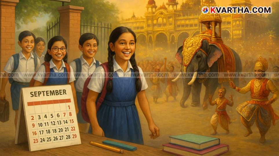 Students in Karnataka celebrating Dasara holidays.