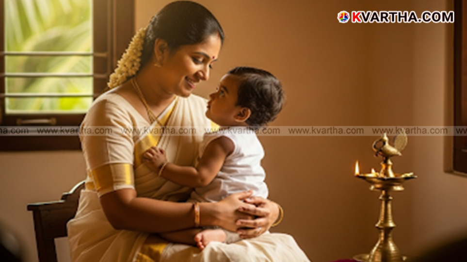A mother and baby symbolizing the success of Kerala's healthcare initiatives.