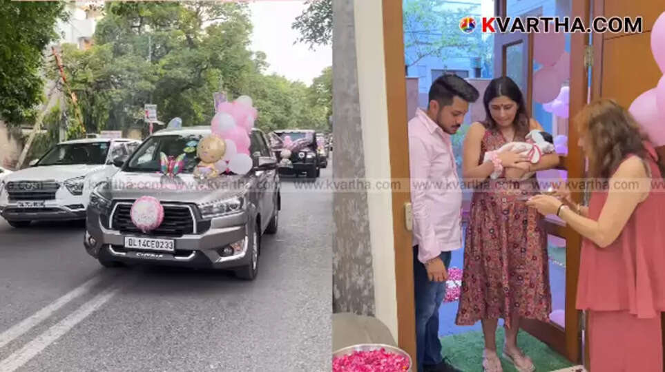 Decorated car and home ready to welcome a newborn baby girl in Delhi.
