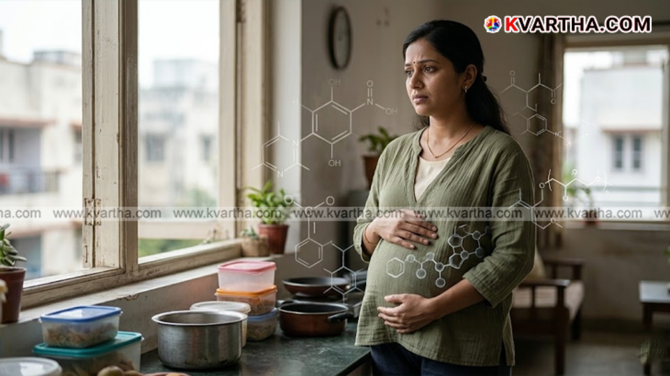 Scientific representation of chemical molecules interacting with a human cell