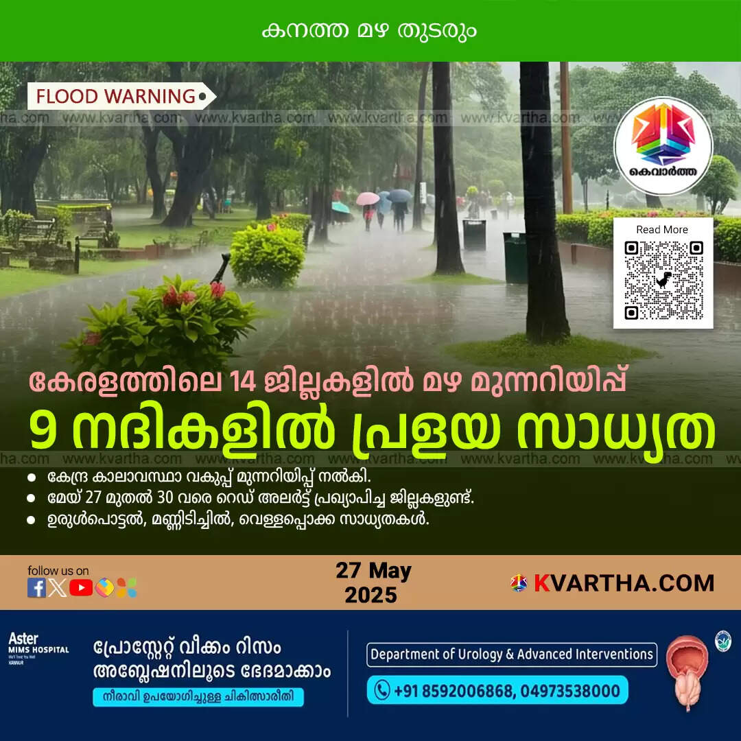 kerala heavy rain low pressure flood warning
