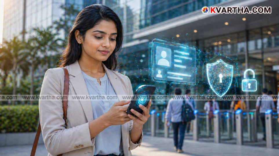 A symbolic scene of using Google Wallet for Aadhaar verification in India.