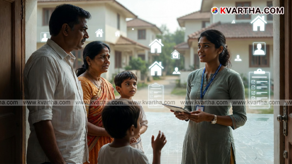 A graphic illustration of the Indian Census 2026 showing the map of India and digital data icons.