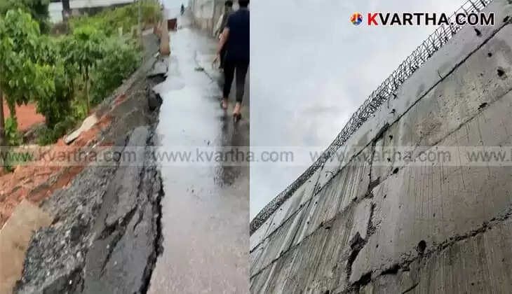 Close-up of a crack on the flyover of National Highway 66 in Kalyan Road, Kanhangad.