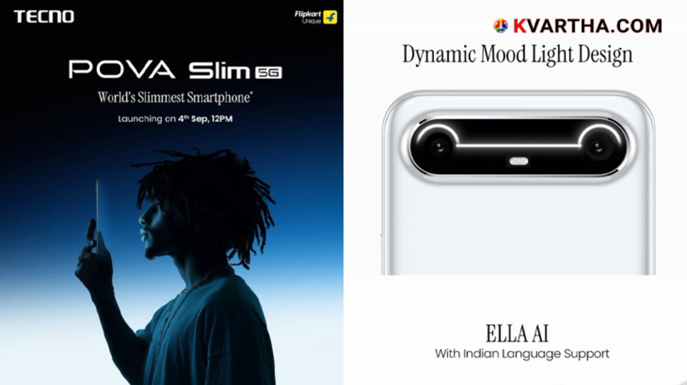 A promotional image of the Tecno Pova Slim 5G, showcasing its slim design and 'Too Slim To Be True' tagline.