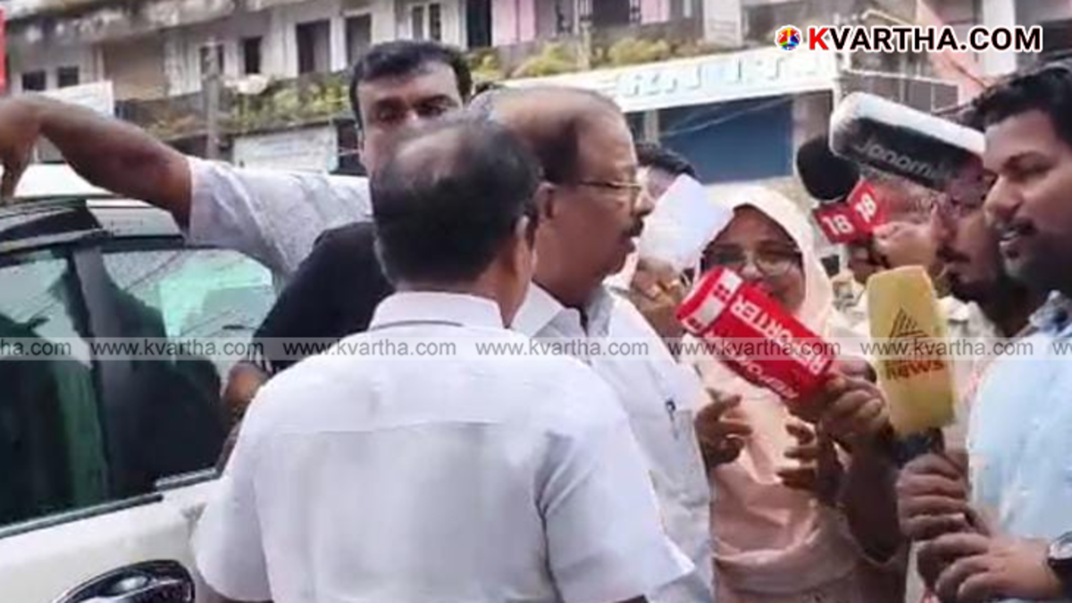 K. Sudhakaran MP speaking to media about KPCC reshuffle