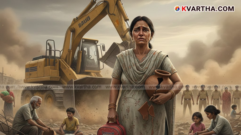 Bulldozer demolishing houses in Bengaluru Yelahanka