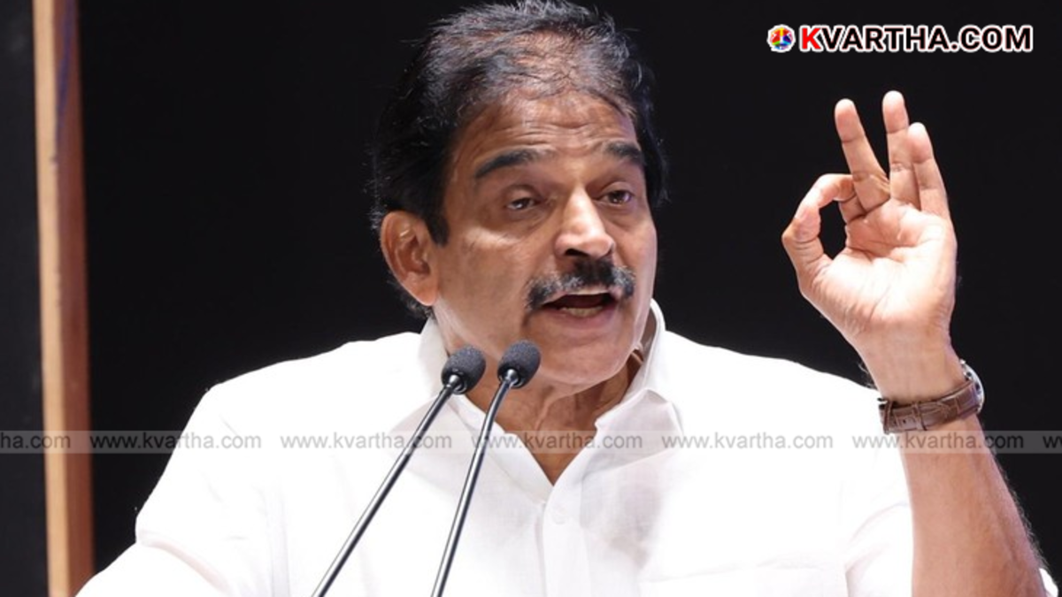 KC Venugopal speaking to media in Thiruvananthapuram.