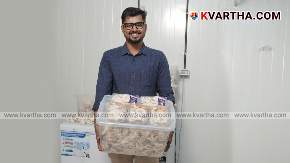  Representational image of Sachin G Pai receiving the best mushroom farmer award