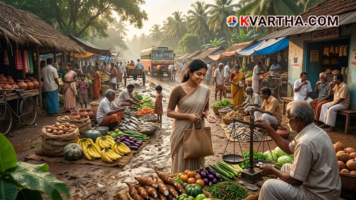 Traditional weekly market (Chantha) in rural Kerala